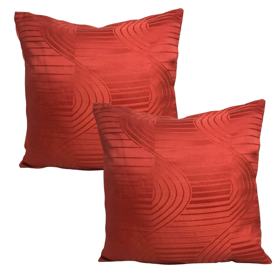 Set of 4 Firey Red Cushions Filled 16x16" 40x40cm Line Spiral Sofa Decor zip - Image 3 of 4