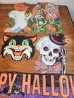 Vintage USA Halloween Die Cuts Lot Of 5 Black Cat Ghost Skeletons — photo 1
