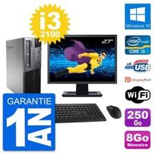 PC Lenovo M81 SFF Ecran 27" Intel i3-2100 RAM 8Go Disque 250Go Windows 10 Wifi