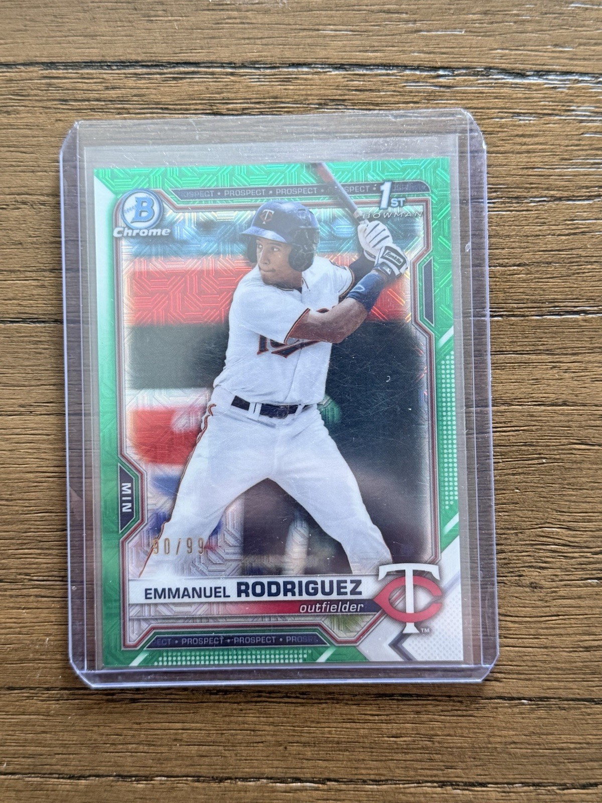 Emmanuel Rodriguez Bowman Chrome Mega 2021 Green Mojo 1st /99 BCP-207 Twins