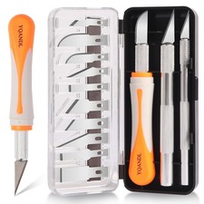 16-Piece Exacto Knife Set: 3 Hobby Knives 13 Industrial-Grade SK5 Steel Blad...