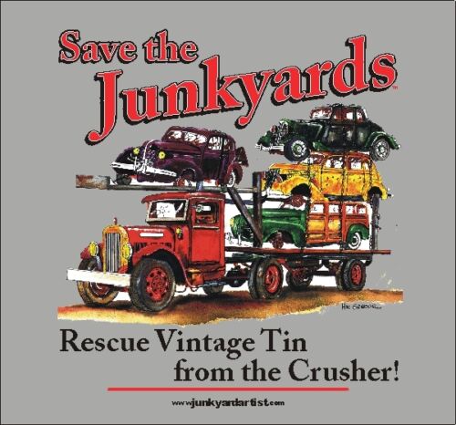 T-Shirt Save the Junkyards Sport grau Vintage Old Hot Rodder Flathead Jungs T-Shirt - Bild 3 von 10