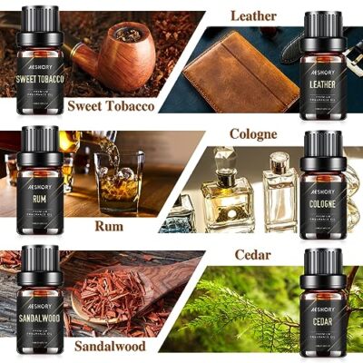 Gentlemen's Essential Oils Set - 6x10ML Mens Fragrance Oil for Candle Making 