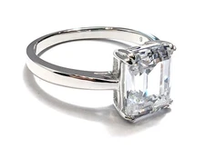 5CTTW Emerald Cut Solitaire Ring, Lab Created Sona Diamond, Silver .925, SO29