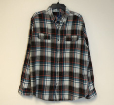 George Multicolor Plaid Flannel Shirt Button Up Size XL 100 Cotton Men's Casual