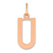 14K Rose Gold Letter U Initial Pendant