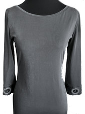 Grey Silky Dress Sheath Beaded Accents Wrists Knee Length Size S/M NWOT