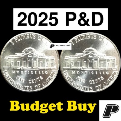2 Coins) 2025 P&D Jefferson Nickels from Rolls LOW BUDGET BUY 2nds