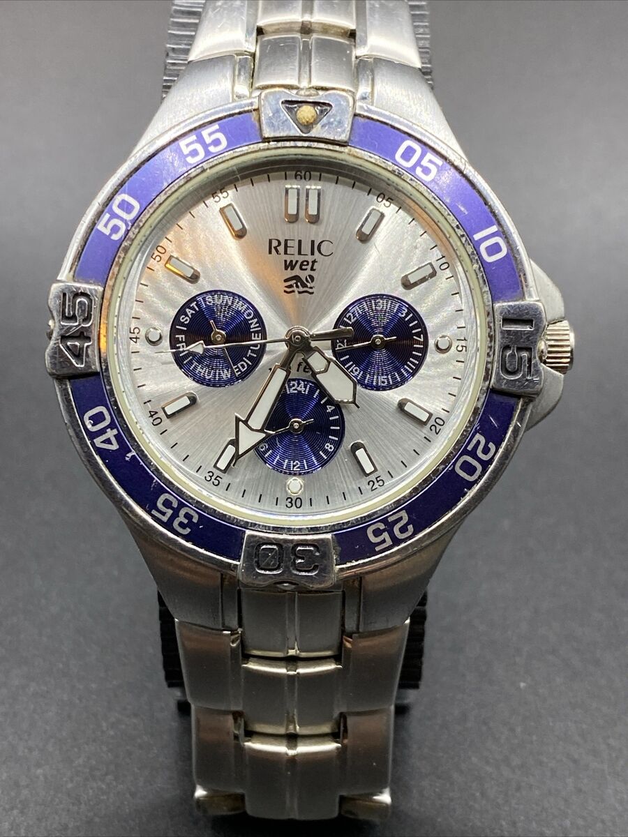 Relic Wet Watch Mens Two New Batteries All Stainless Relic Wet Watch Mens Two New Batteries All Stainless