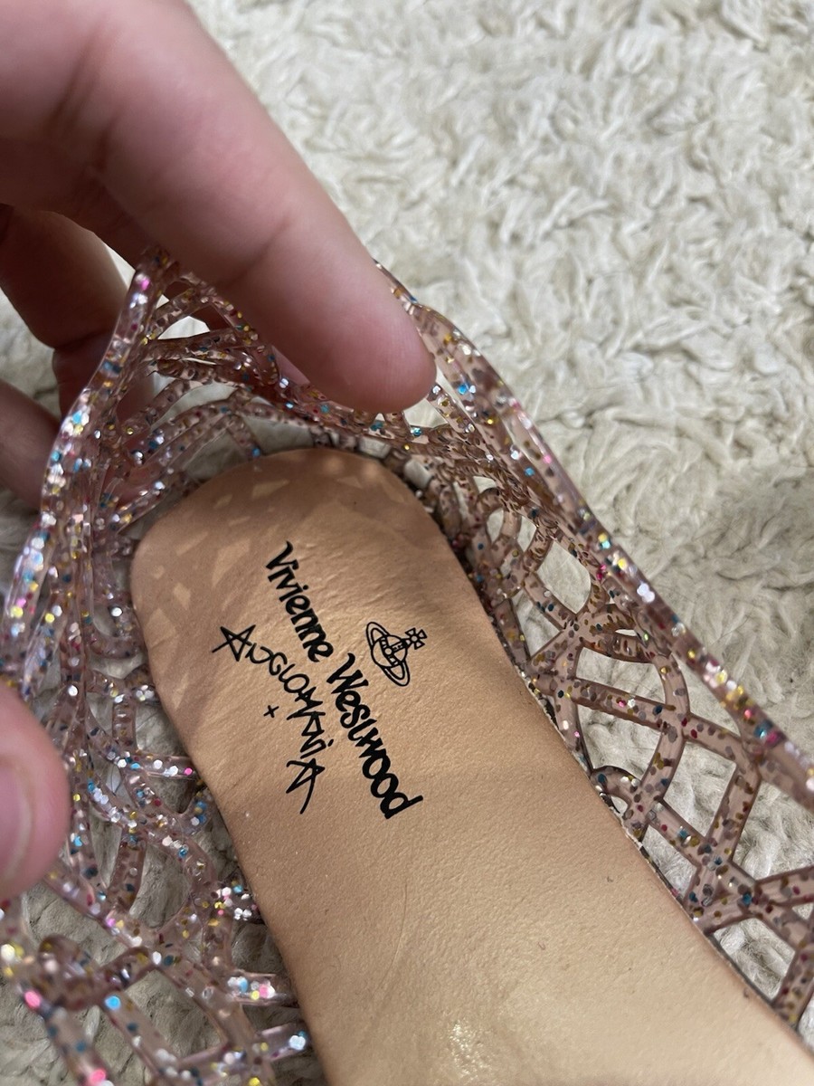 Gold Glitter Jelly Vivienne Westwood Anglomania Flats Ballet Sz 40