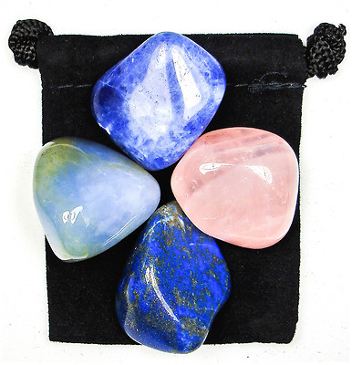 EXPRESSING EMOTIONS Tumbled Crystal Healing Set  = 4 Stones +Pouch + Description