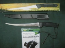 ANGLER 14 "   FILLETKNIFE PARTIALLY SERRATED +  ANGLER  SHARPENER  FREE SHIP