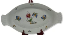 Louis Lourioux "La Faune" Butterflies Floral Serving Dish Open Casserole Baker