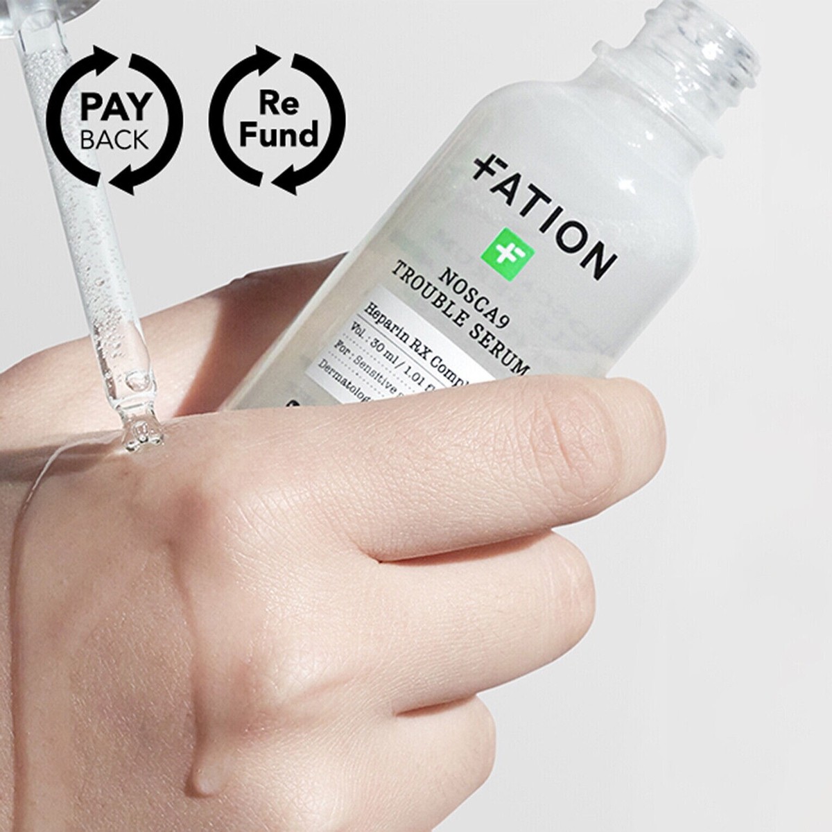 +FATION NOSCAS TROUBLE SERUM MASK10枚 FATION] Nosca9 Trouble Serum + Cream + Cleansing Gel Set