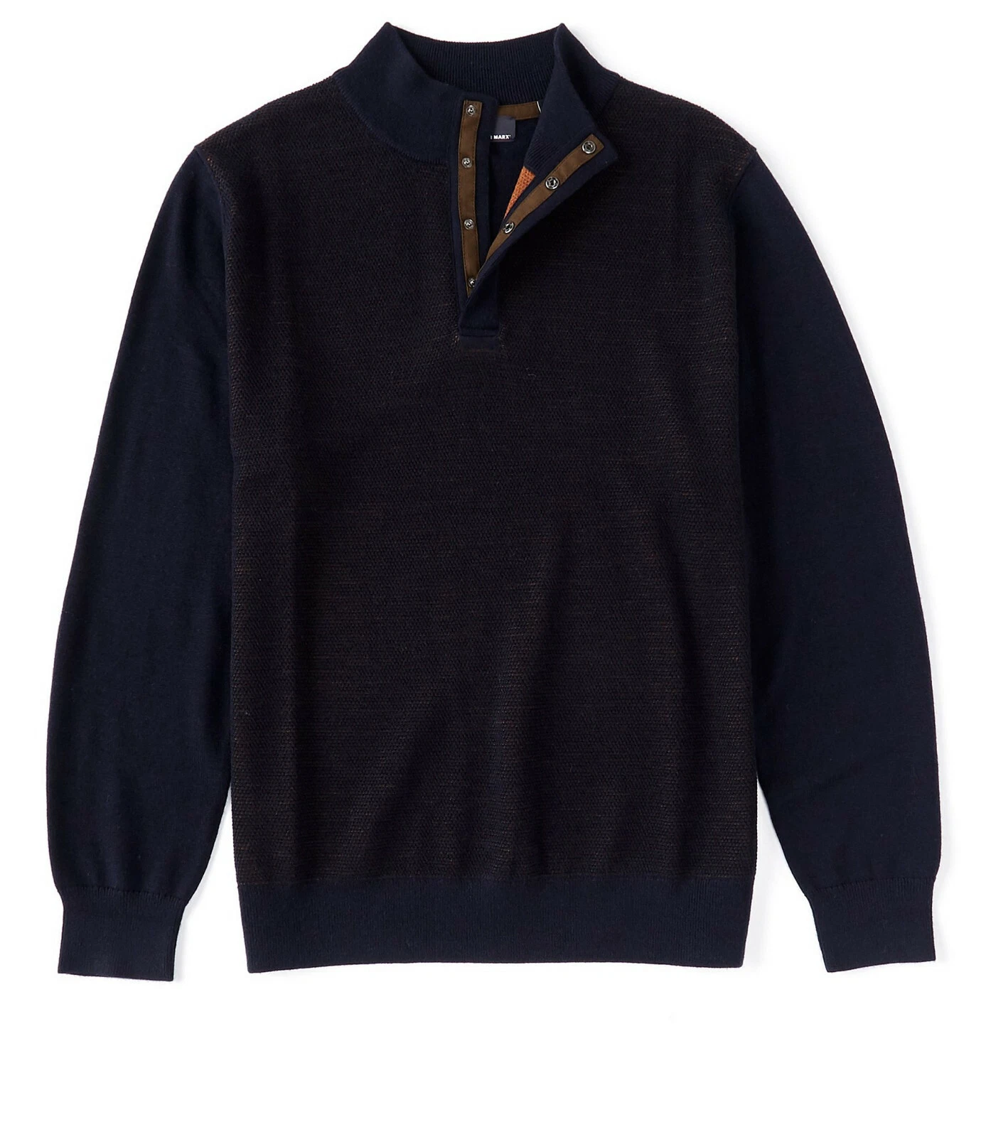 New Mens Hart Schaffner Marx 2-Tone 1/4 Snap Mockneck Merino Wool Sweater Size M