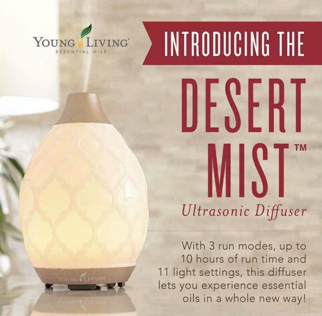 BRAND NEW IN BOX! Young Living Essential Oils - Desert Mist Diffuser, Free Ship!
