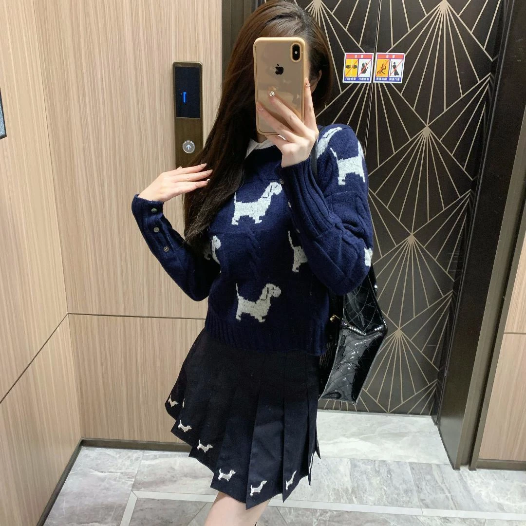 Maglione girocollo donna Thom Browne cucciolo girocollo maglione floreale