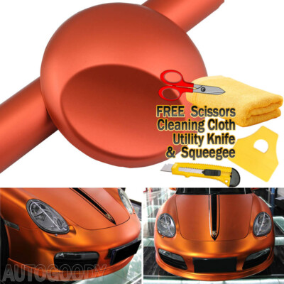 360''x60'' Satin Matte Chrome Metallic Orange Vinyl Film Wrap Bubble Free 30ftx5ft
