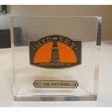Vtg Midway Sunset Oil Field Desk Paperweight Advertising Texaco Kern County CA