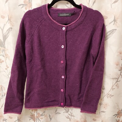 Irelands Eye Wool Cashmere Blend Purple Cardigan Sweater Sz