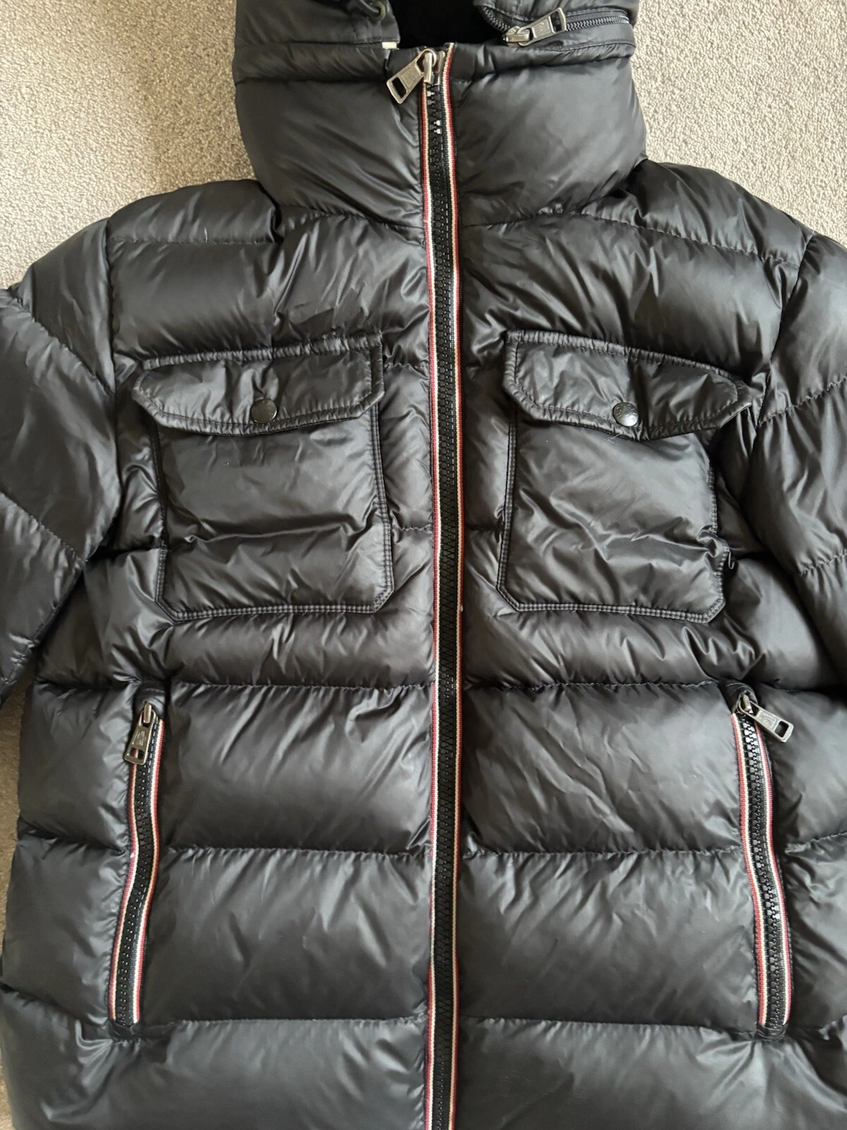 Piumino Moncler Morane taglia 2 nero con cerniera cappuccio rimovibile puffer