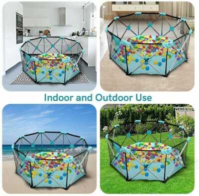 BriSunshine Blue Baby Laufstall mit Netz
