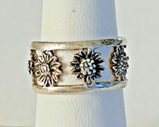 925 STERLING SILVER SUNFLOWER BAND RING SIZE 7