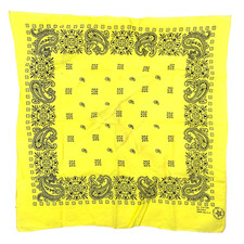 Vintage 13960 Western Paisley Neon Yellow Scarf Bandana 20.5"x20.5" Made in USA