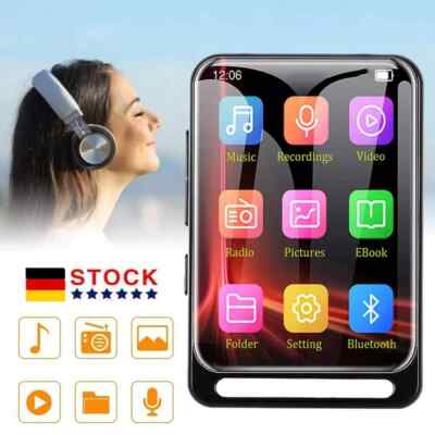Support 128GB Bluetooth MP3 Player HiFi Bass Musik Spieler HD mit FM Radio Alarm