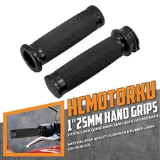 25mm 1" Black  Handle Bar Hand Grips For Harley Touring Sportster Dyna Softail