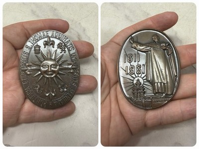 St Thomas Aquinas Medal 1611-1961 Catholic Benavides Religious Plaque