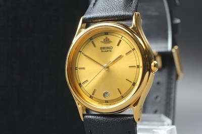 Vintage 2004 N MINT Seiko Galaxy V722-6B20 Gold Date Quartz Mens