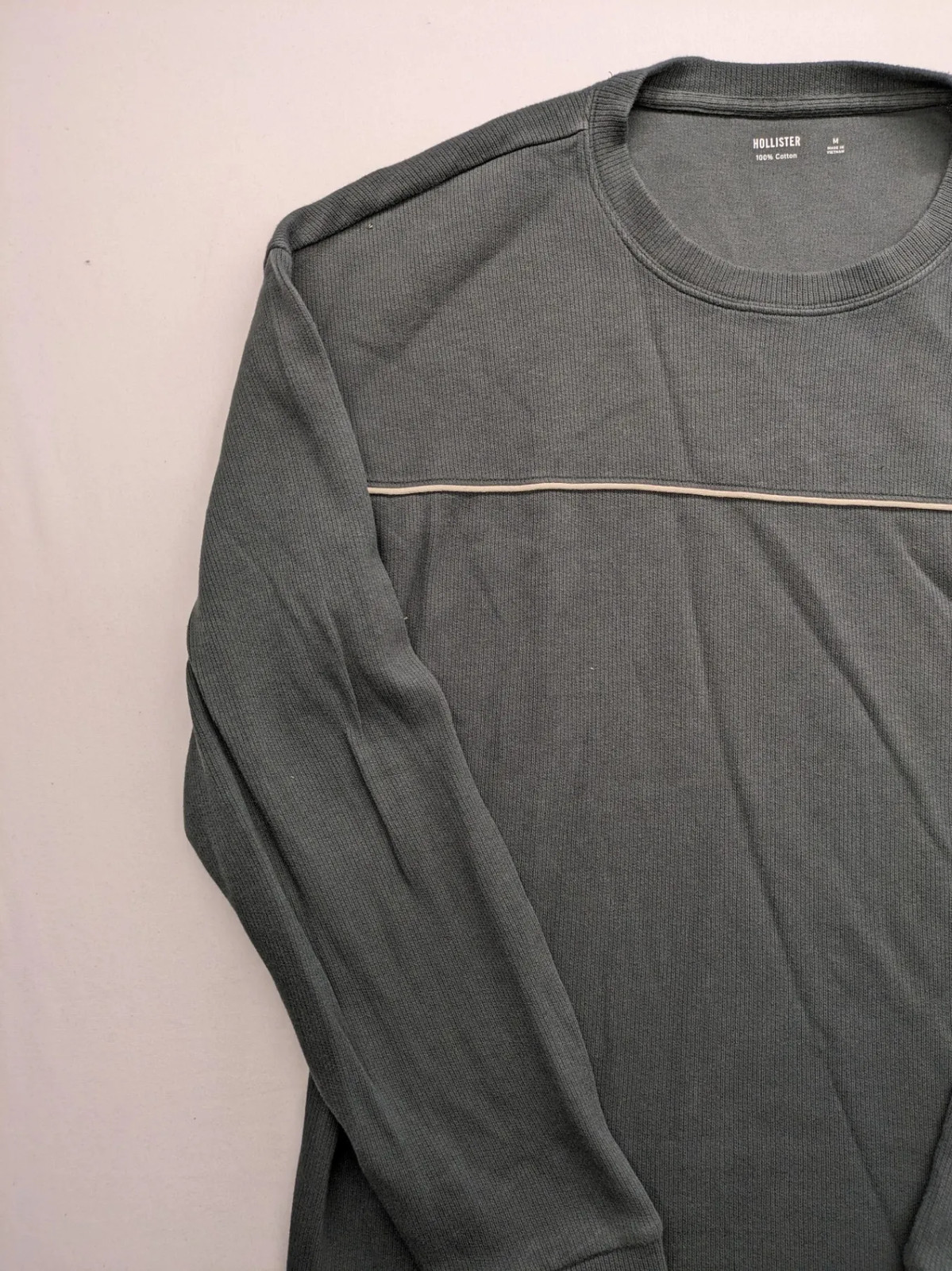 Hollister Herren Langarmshirt M Grün Gestreift Pullover Gerippt Baumwolle. 2269 image 5