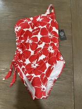 VINCE CAMUTO SWIM Women's Red Floral One Shoulder One Piece Swimsuit Size 10