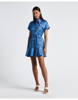 Cue Size 10 French Utility Mini Dress in Blue Colour Shift Button Up Collar | eBay Cue Size 10 French Utility Mini Dress in Blue Colour Shift Button Up Collar | eBay