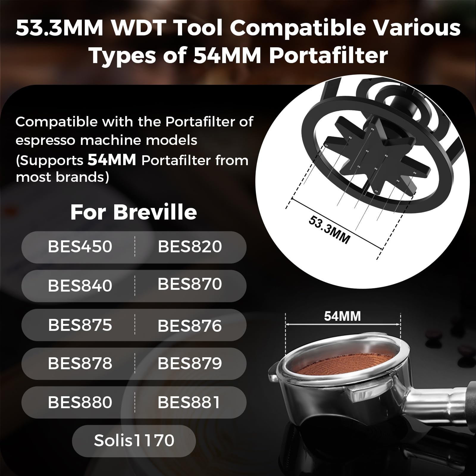 Espresso Coffee V3 WDT Tool, 54mm Stirrer Distribution Tool, Equipped with 9-...