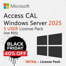 Microsoft Windows Server 2025 - 5 User Client Access Licenses (CALs) BRAND NEW
