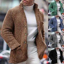 Fashion Men's Sweater Chunky Knitted Loose Casual Winter Warm Outwear Cardigan