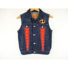 Levis Disney Incredibles Vest Kids Size Medium 10-12 Blue Denim Button Up