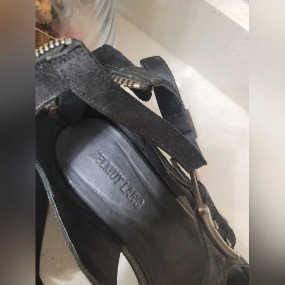 Sandalia plataforma cuero Helmut Lang 3 correas negra para mujer talla EU 40 Foto 3 de 4