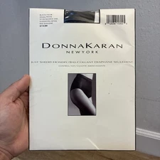 Donna Karan Just Sheer Control Top Hosiery Black Small Petite NWT