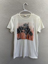 Womens Hollister T-Shirt Size Small White Short Sleeve Palm Tree Logo Y2K