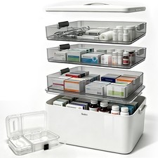 Medicine Organizer Box, Medicine Storage Box for Home, 4-Tier Medicine Cabine...