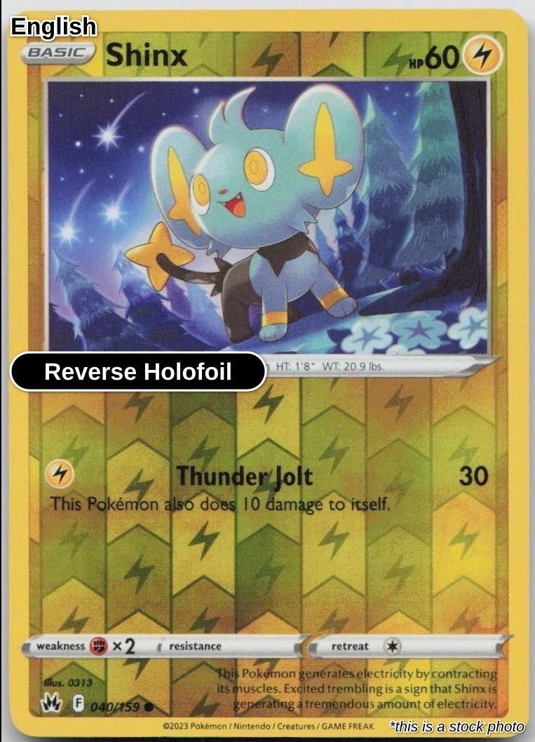 Shinx (40) 040/159 Common SWSH: Crown Zenith Pokemon Reverse Holofoil Near Mint