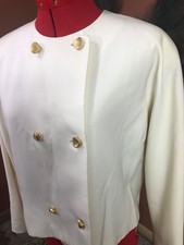 vintage Bloomingdale's wool blazer cream with gold buttons classic elegance