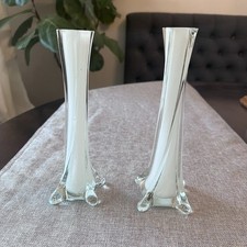 Jarrón torre de vidrio blanco 2 piezas florero torre Eiffel pieza certificada boda
