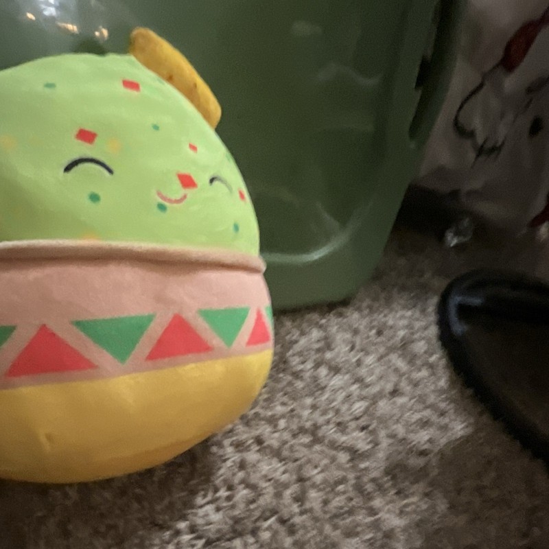 Green & Yellow Smiling Taco Beanbag Plush Toy with Geometric Pattern