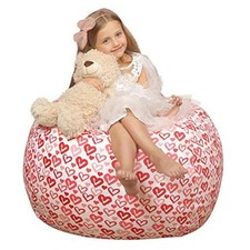 Stuffed Animal Storage Bean Bag Chair Cover for Kids  Stuffable X-Large Heart
