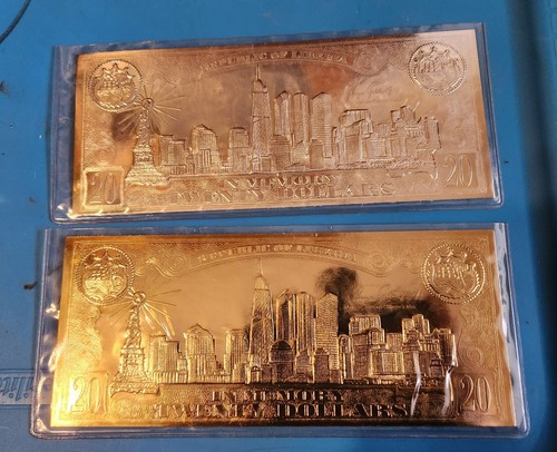20 Dollar September 11th Silver And Gold Leaf Coin-Certificate Twin Towers - Picture 3 of 4
