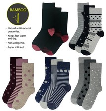 Flexitop Bamboo Socks Ladies Soft Hold Breathable Antibacterial Sock 3 PAIRS 